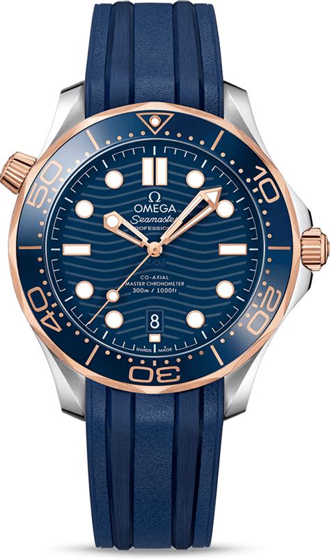 Seamaster Diver 300M 42 mm, Sedna™ gold on rubber strap